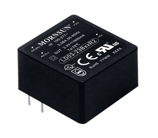 Mornsun Power LD03-23B15R2 : 3W, 15V PCB Mountable-Isolated AC-DC Converter